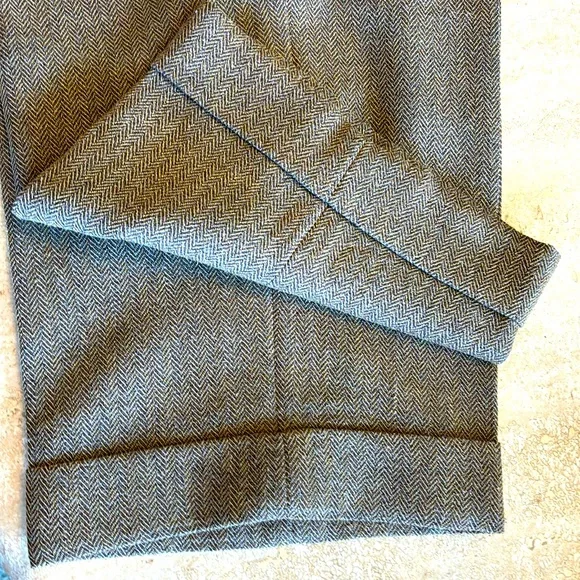 ANN TAYLOR trousers, gold/tan, herringbone tweed, pleats, pockets, cuffs. 12 EUC - Picture 10 of 17